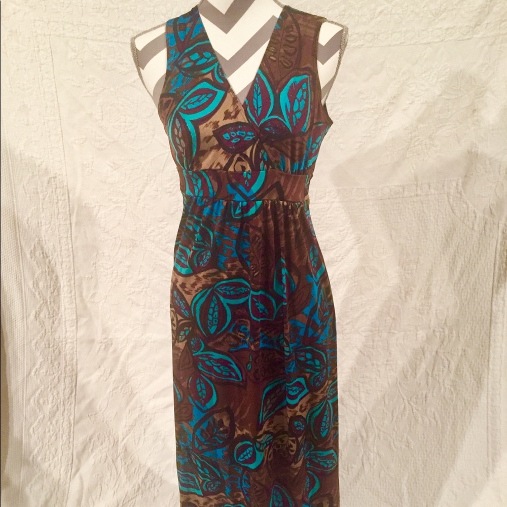 Floor length Maxi dress turquoise Kate & Mallory S